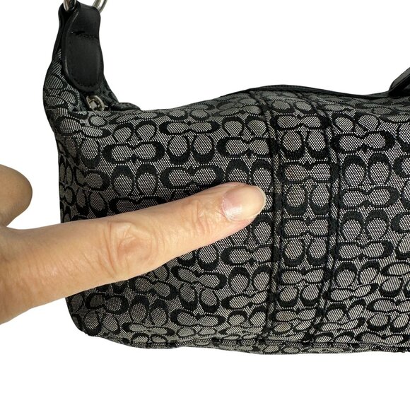 Vintage Coach Signature Mini C Canvas Leather Demi Mini Bag Shoulder Navy Y2K - Picture 11 of 11